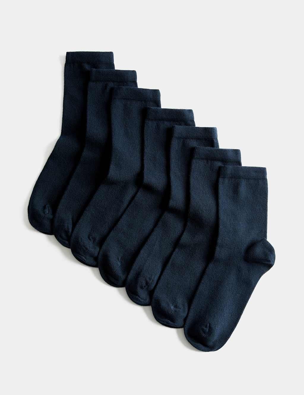 Marks & Spencer M&S 7 Pack School Socks (6 Small-10½ Large) Navy