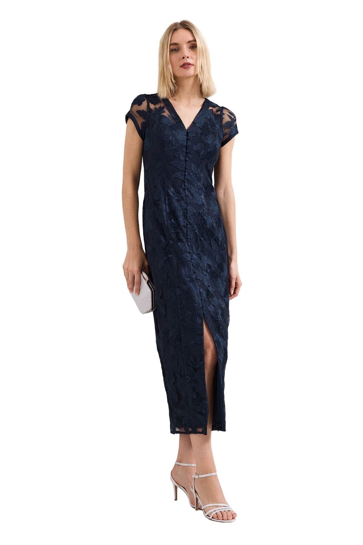 Phase Eight Phase Eight Women's Klaudia V-Neck Midi Dress in Dark Navy