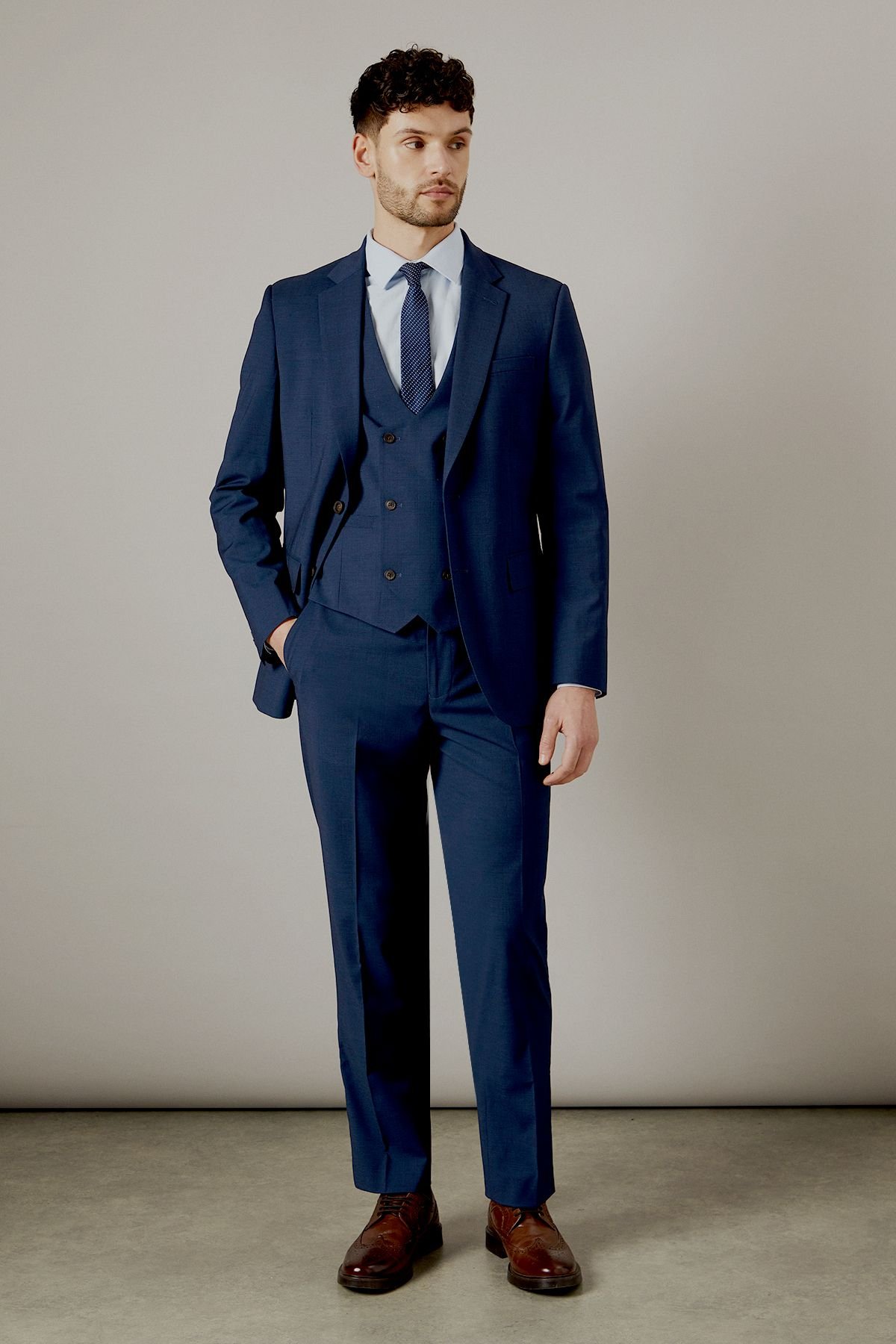 Burton Burton Men's Navy Blue Check Tailored Fit Trousers - 2