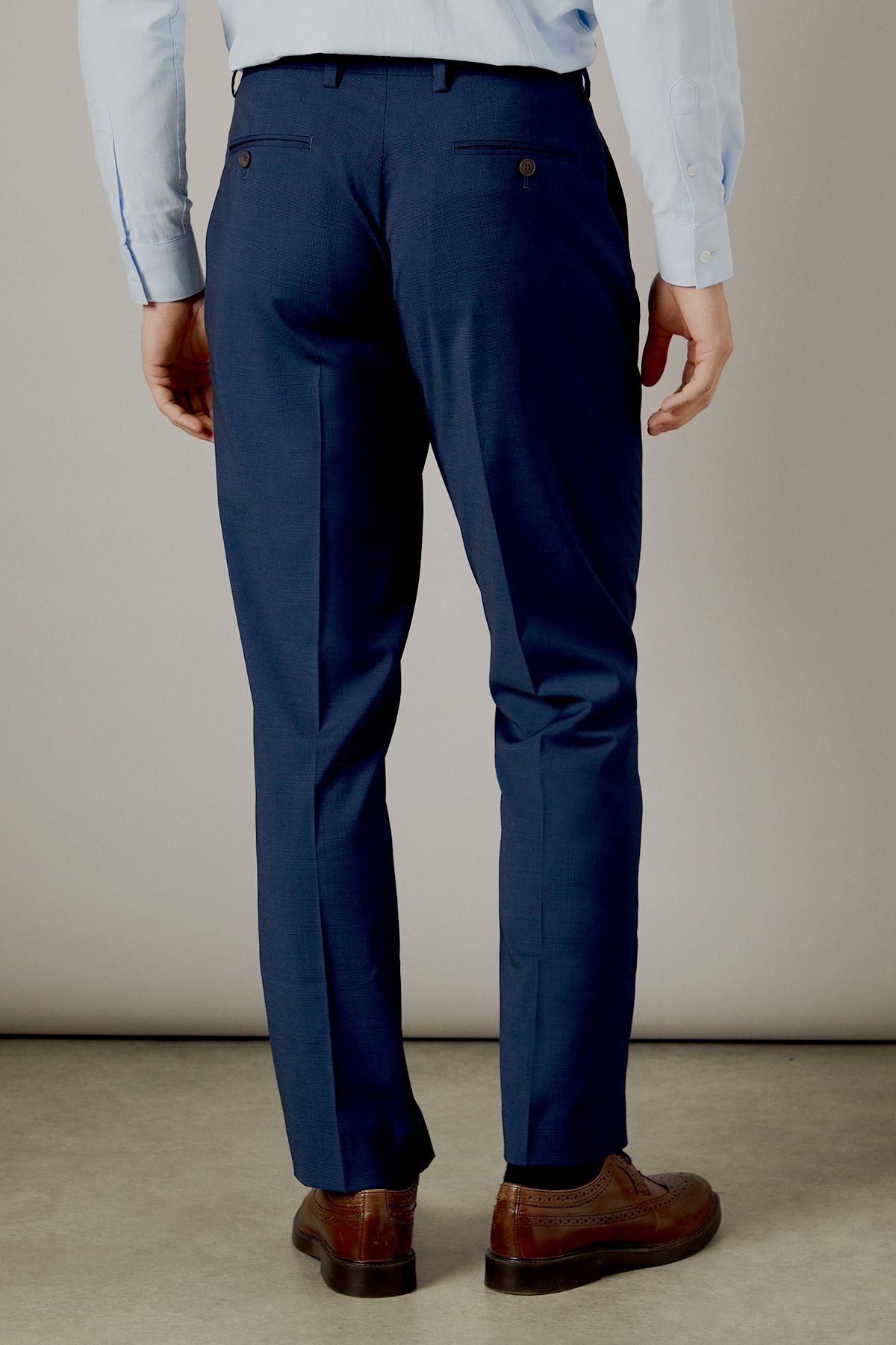 Burton Burton Men's Navy Blue Check Tailored Fit Trousers - 3