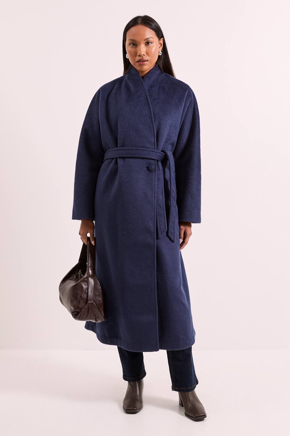 Wallis Wallis Women's Principles by Wrap Belted Coat in Navy - 2