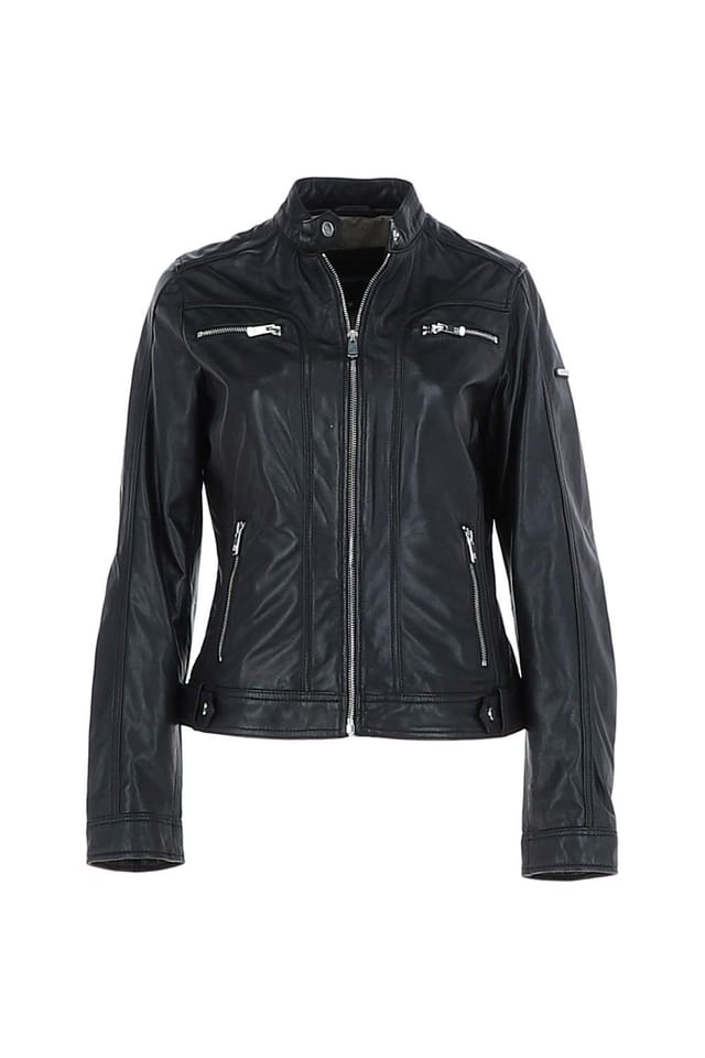 Monomoi Monomoi Women's 'Paradise' Leather Fashion Biker Jacket in Black - 2
