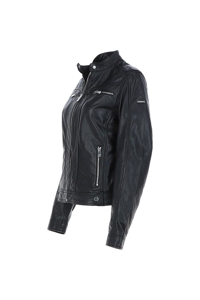 Monomoi Monomoi Women's 'Paradise' Leather Fashion Biker Jacket in Black - 3