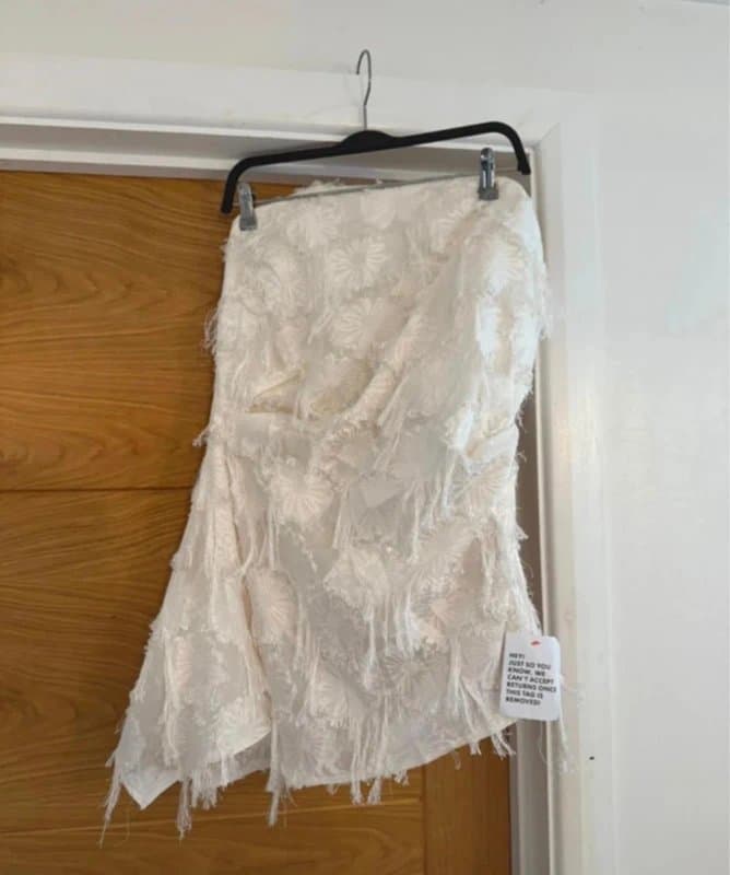 ASOS ASOS Edition White Jacquard Flower Embroidered Floral Tassel Trim Longline Corset Bandeau Top
