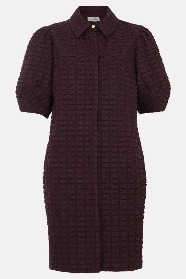 Phase Eight Phase Eight Women's Yasmine Textured Mini Shirt Dress in Dark Brown - 2