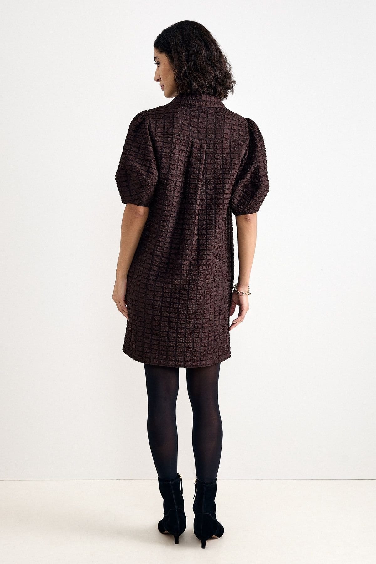 Phase Eight Phase Eight Women's Yasmine Textured Mini Shirt Dress in Dark Brown - 4