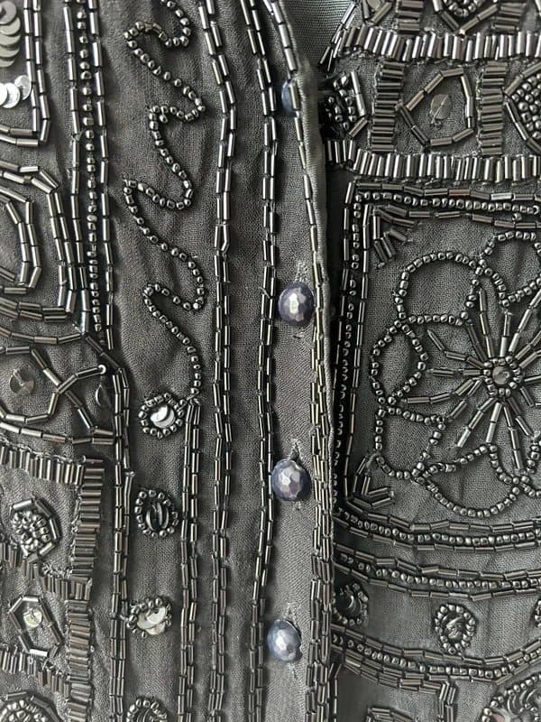 Vintage Vintage Charlotte Halton Black Beaded Waistcoat Vest Sequin Embellished Boho 90s Festival