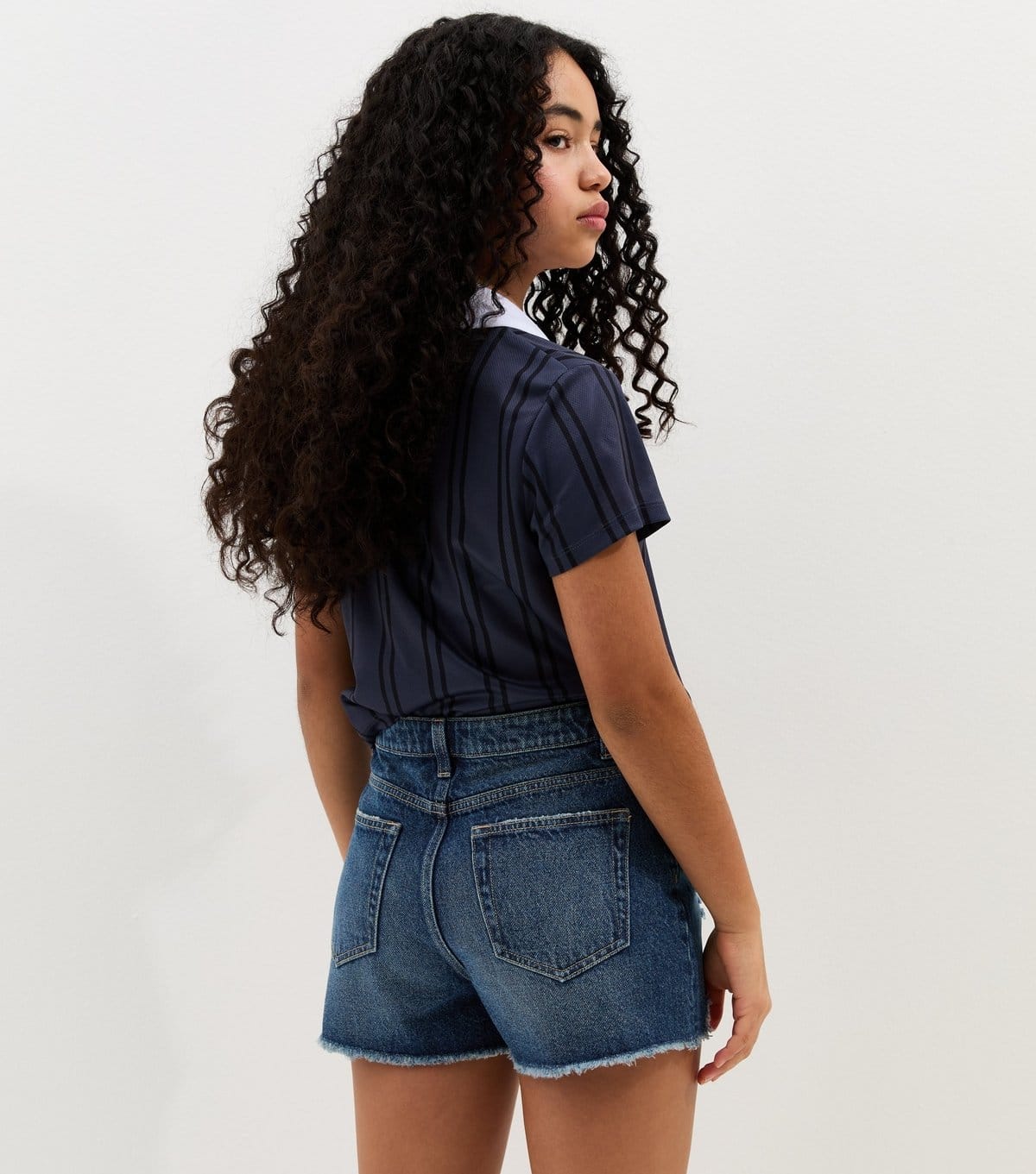 New Look Girls' Blue Distressed Mom Shorts New Look - 4