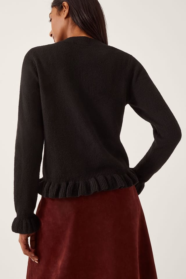 Monsoon Monsoon Women's Rina Ruffle Cardigan Black - 2