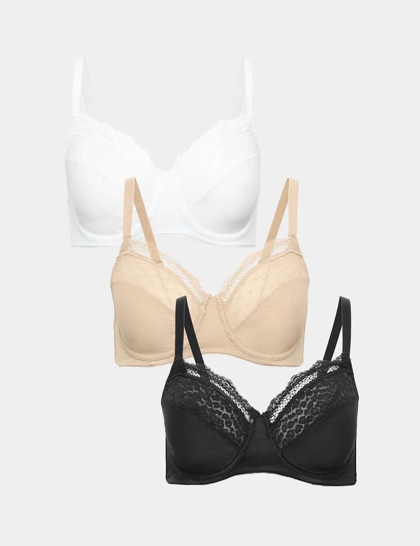 Marks & Spencer M&S 3pk Wired Full Cup Minimiser Bras C-H Black Mix - 1
