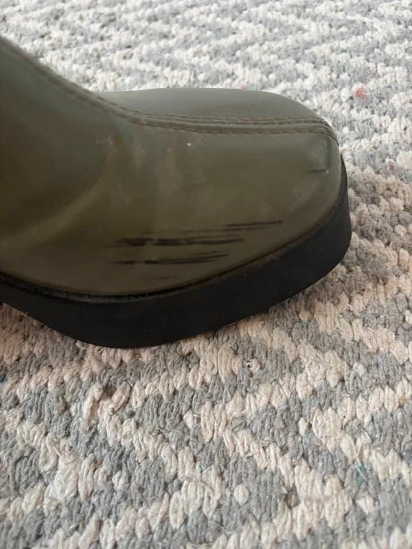 ASOS ASOS chunky retro faux leather sage green boot heel