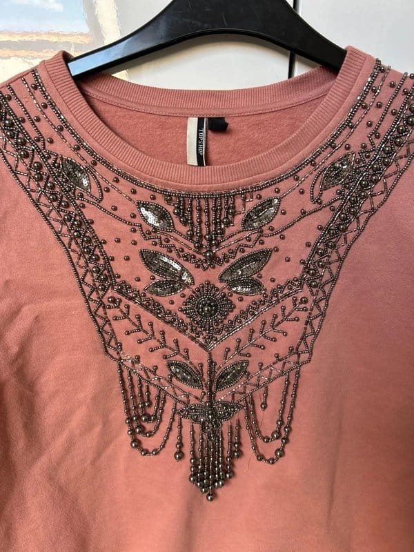 Topshop Pink bead embroidered jumper - 1