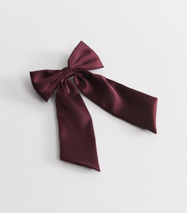 New Look Dark Burgundy Satin Bow Hair Slide New Look - 2