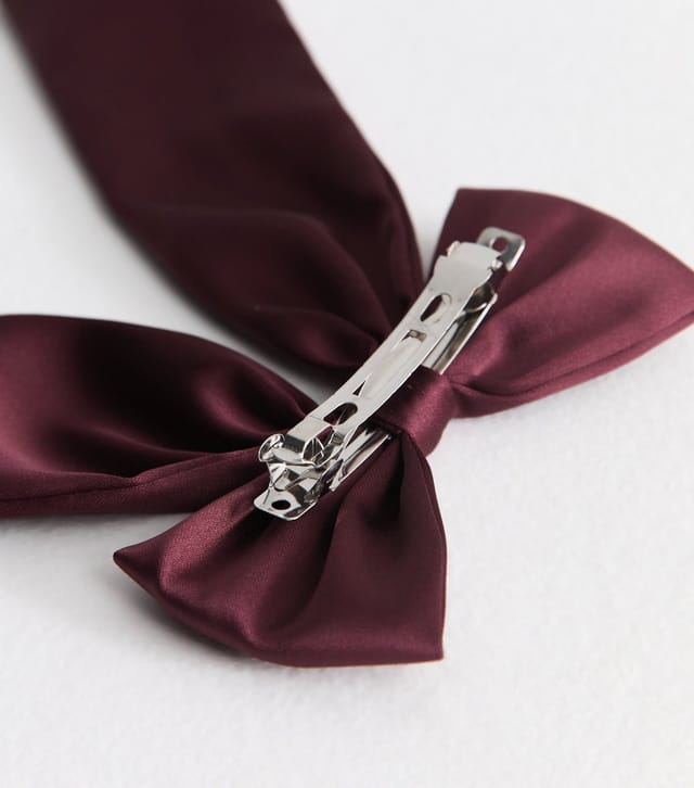 New Look Dark Burgundy Satin Bow Hair Slide New Look - 3