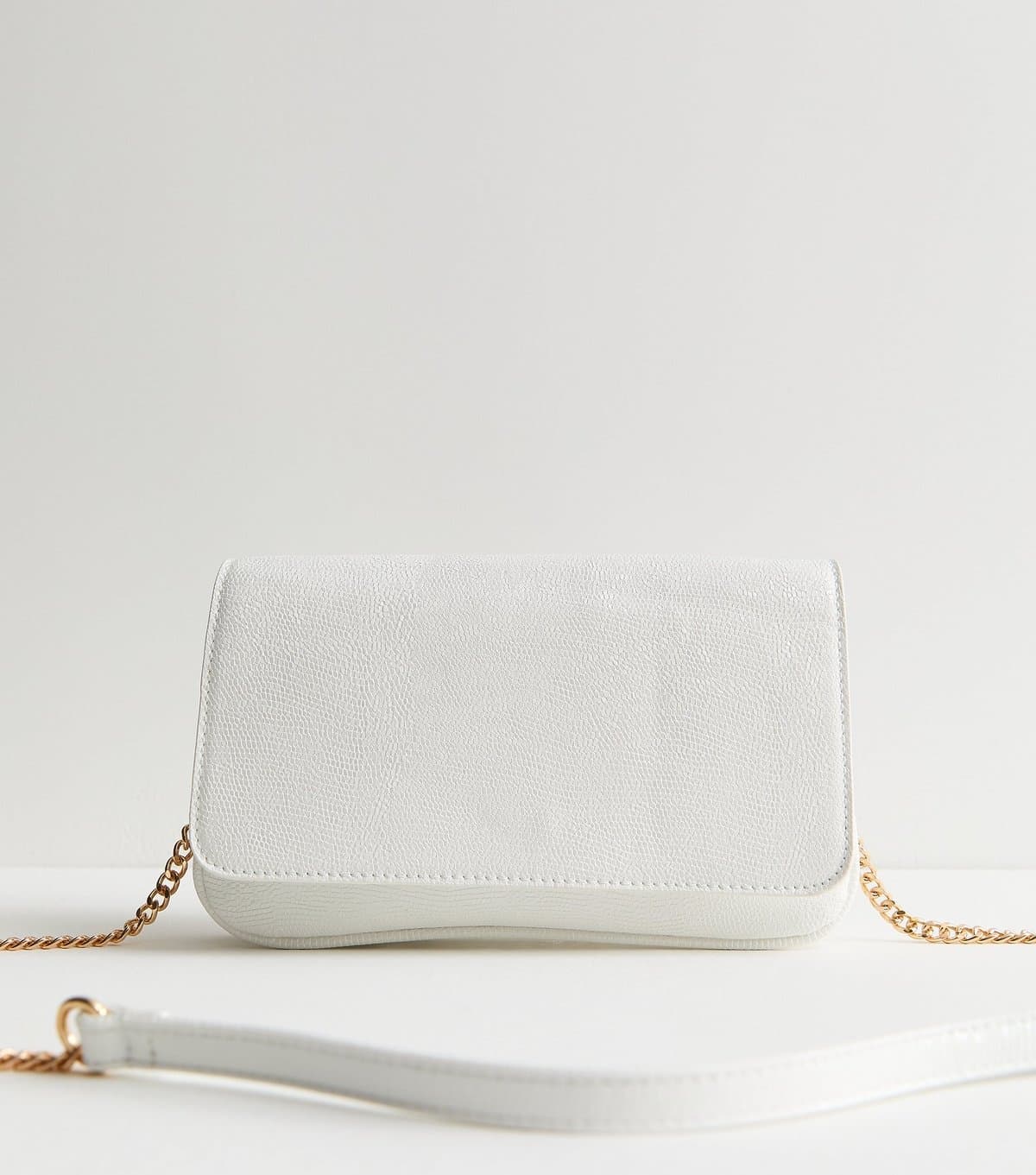 New Look New Look White Shimmer Clutch Bag