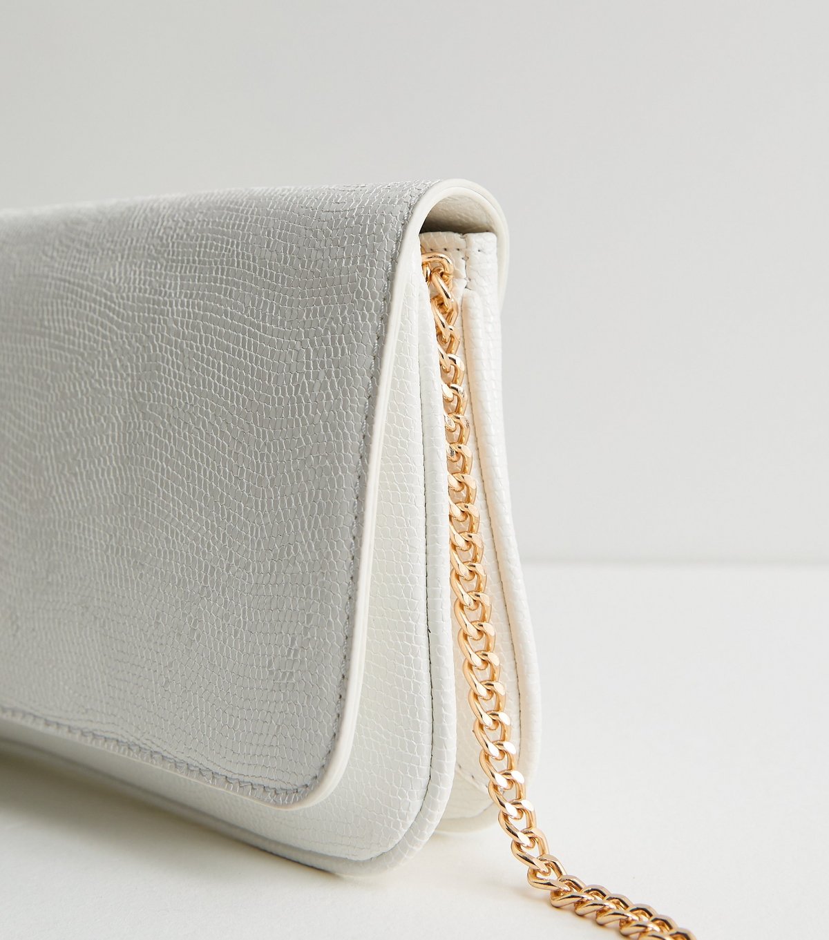 New Look White Shimmer Clutch Bag New Look - 3