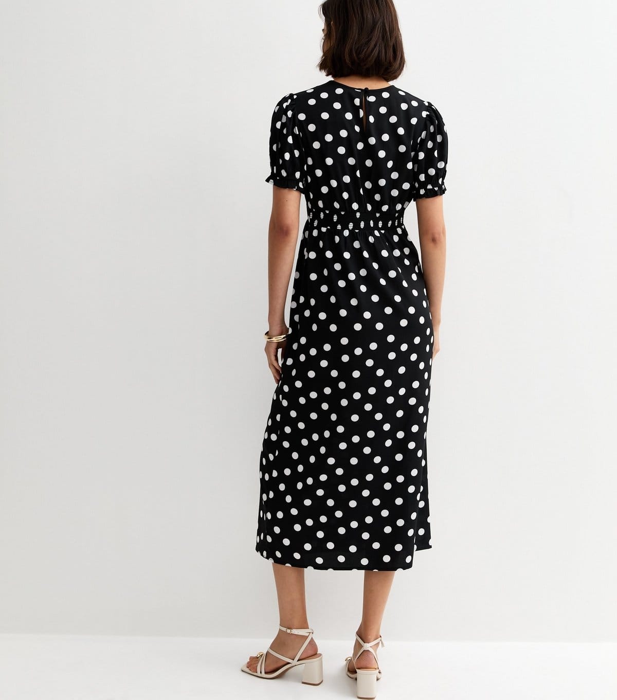 New Look Women's Black Crepe Polka Dot Short Sleeve Midi Dress New Look - 4