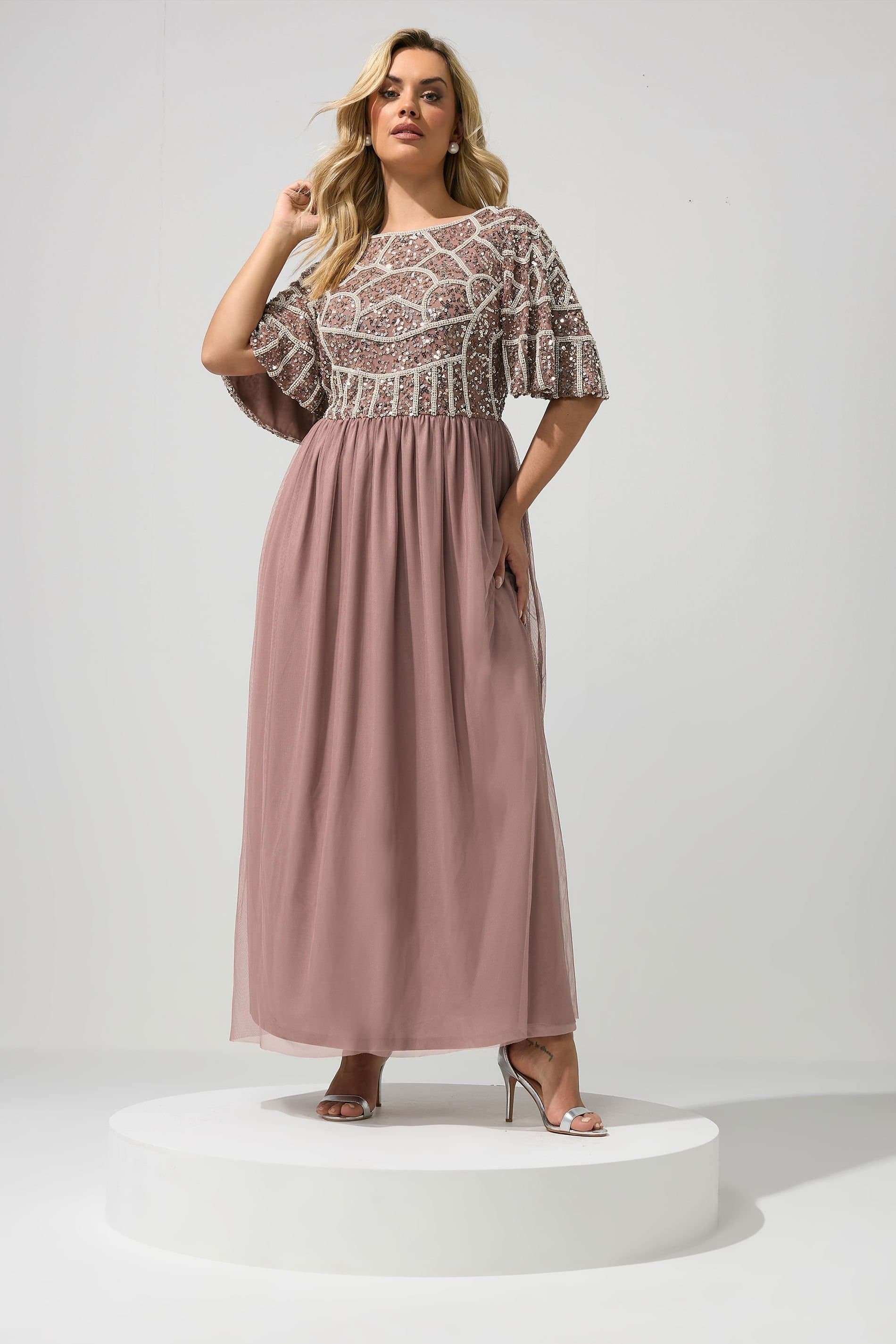 Yours Yours Women's Embellished Maxi Dress in Pink