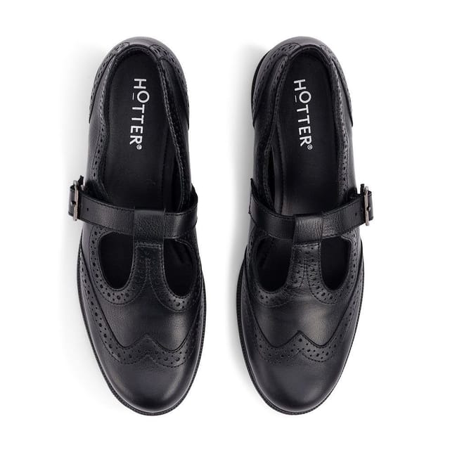 Hotter Hotter Women's Wide Fit 'Lumen' T-Bar Shoes in Black - 3