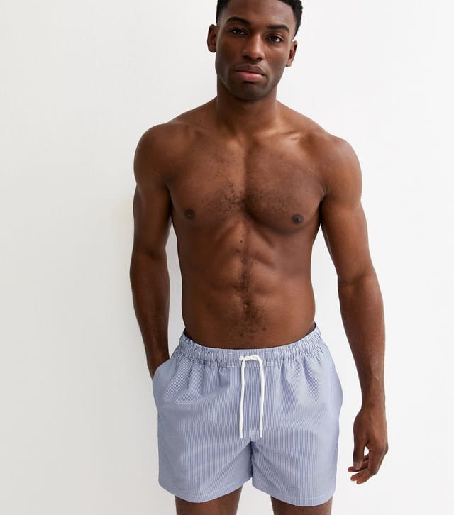 New Look Men's Blue Regular Seersucker Striped Swim Shorts New Look - 3