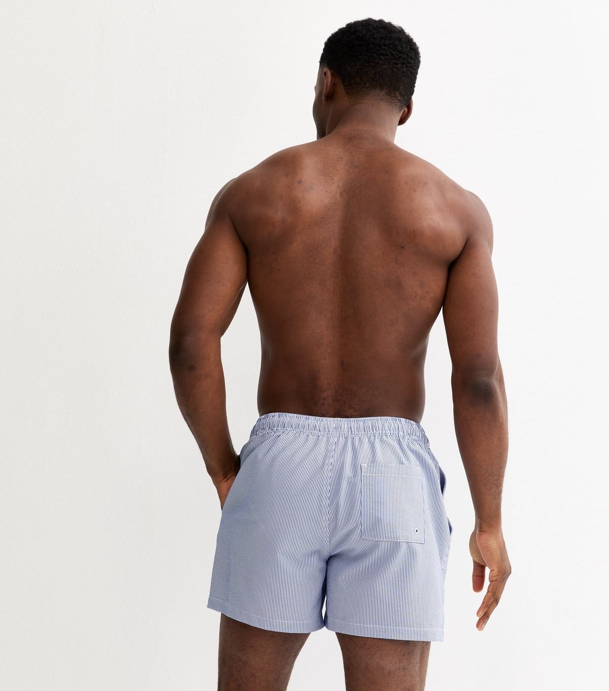 New Look Men's Blue Regular Seersucker Striped Swim Shorts New Look - 4
