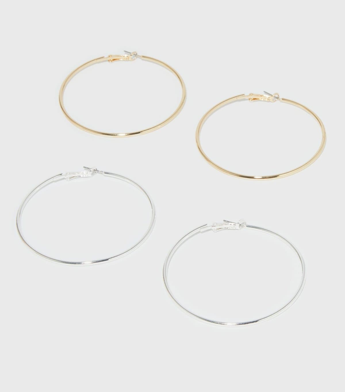 New Look 2 Pack Silver and Gold 60mm Hoop Earrings New Look