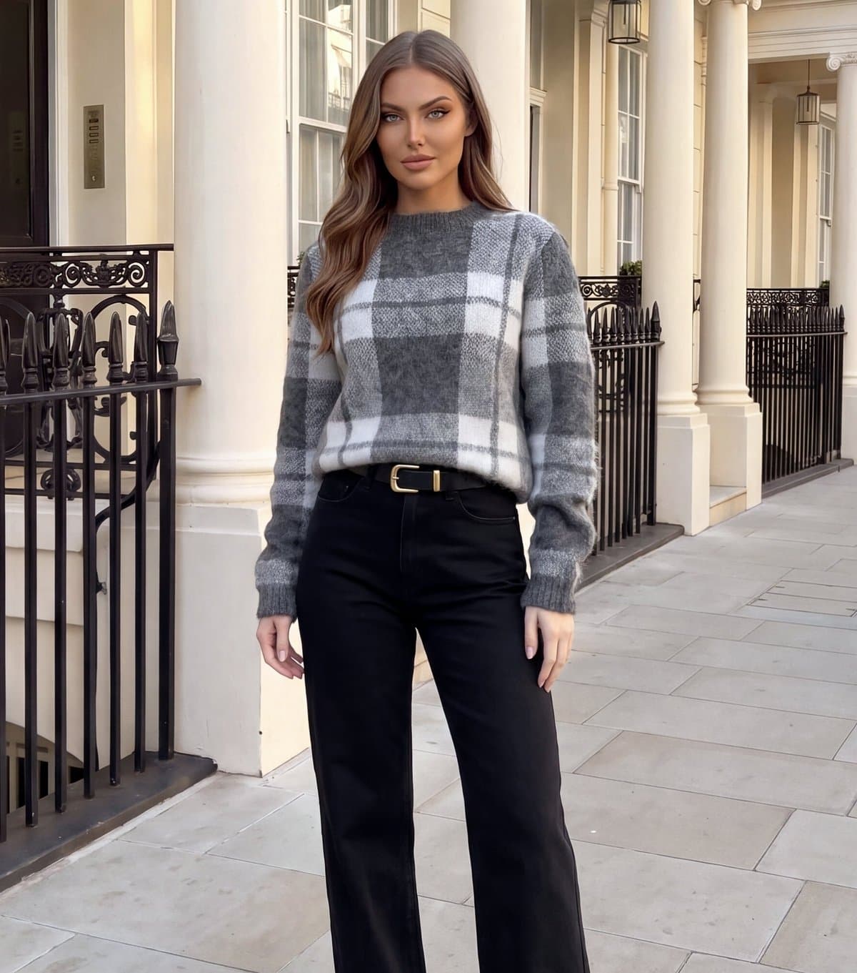 AX Paris Women's Grey Checked Brushed Knit Jumper AX Paris New Look