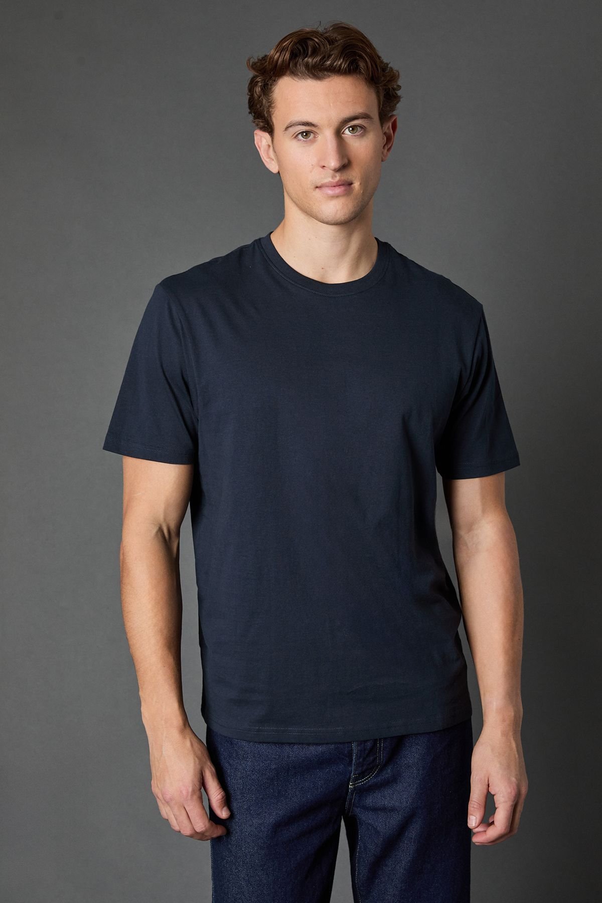Burton Burton Men's Navy Plain Crew Neck T-Shirt - 2