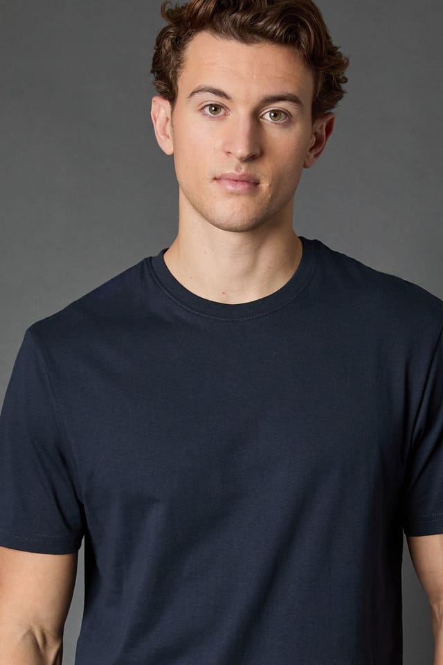 Burton Burton Men's Navy Plain Crew Neck T-Shirt - 2