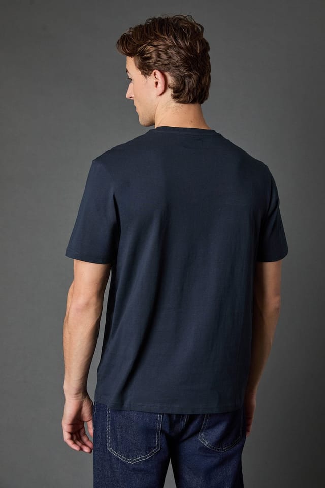 Burton Burton Men's Navy Plain Crew Neck T-Shirt - 3