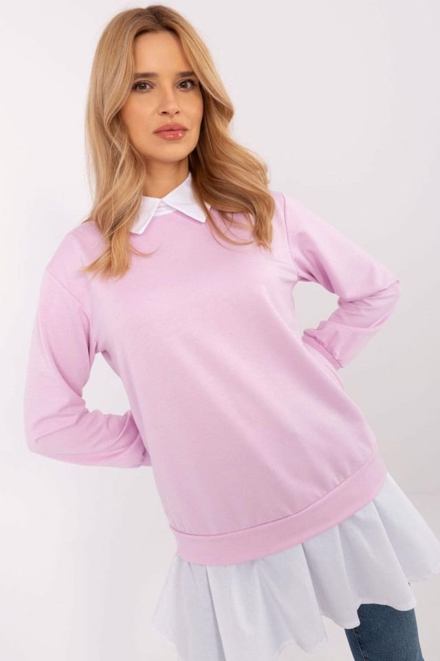 Love Lace Love Lace Women's Classic Collar Viscose Cotton Blouse Shirt Insert in Baby Pink - 3