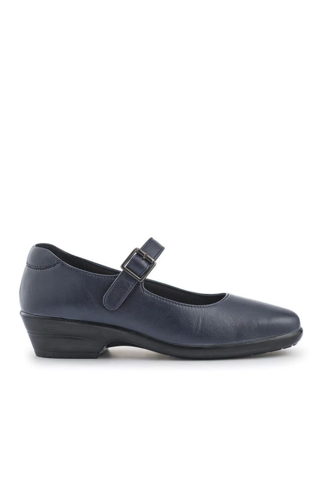 Pavers Pavers Women's Wide Fit Leather Touch-Fasten Mary Janes in Navy - 2