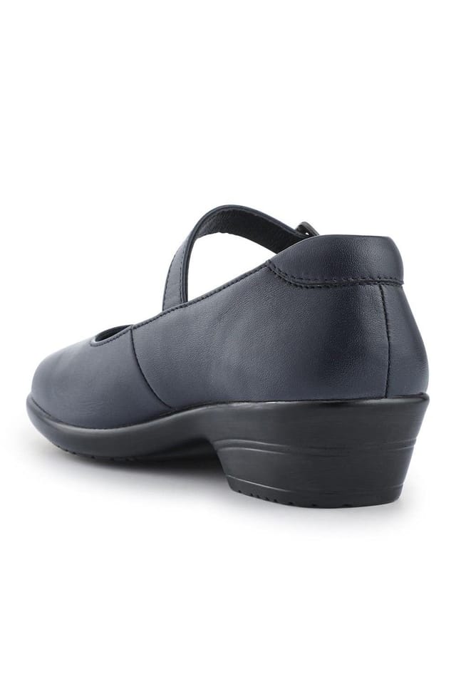 Pavers Pavers Women's Wide Fit Leather Touch-Fasten Mary Janes in Navy - 3