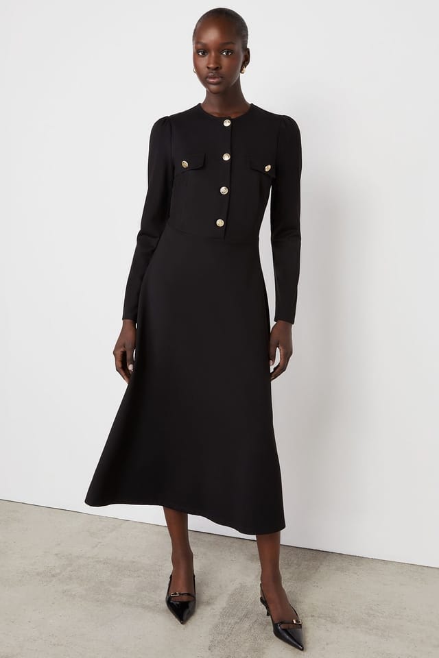 Finery London Finery London Women's Gilly Ponte Jersey Midi Dress in Black - 2