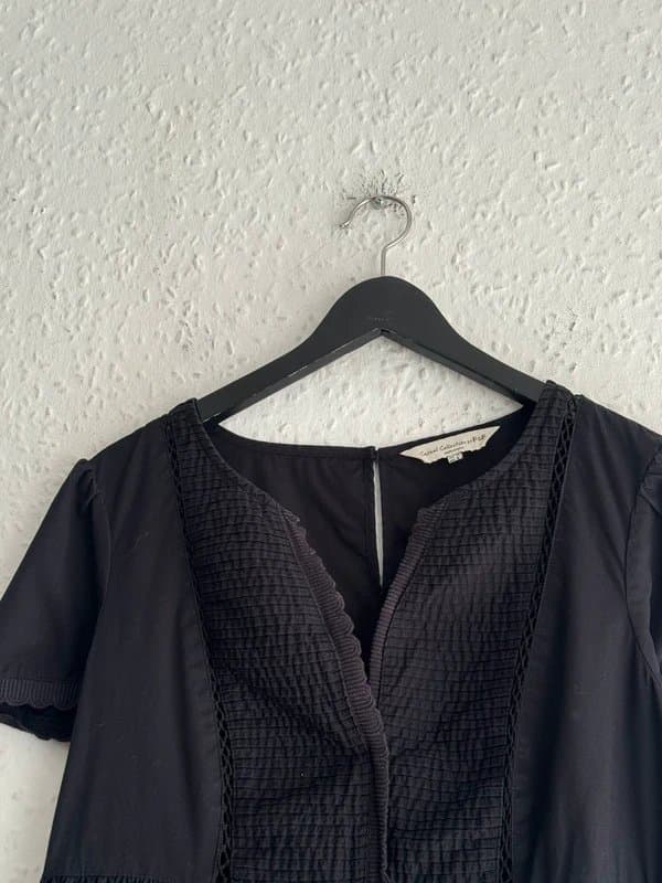 F&F Women’s F&F Black Tiered Midi Dress Lace Trim Short Sleeve