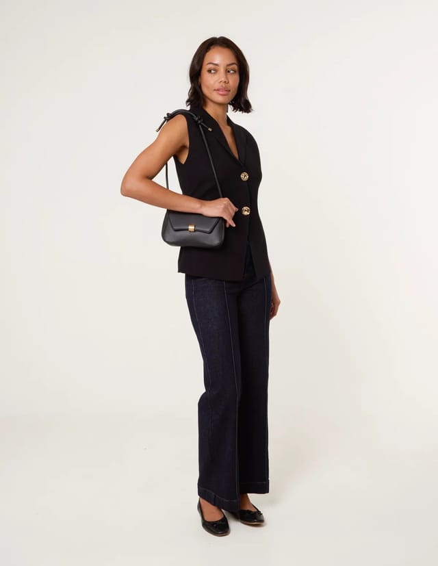 Blue Vanilla Gold Button Front Tailored Vest - 2