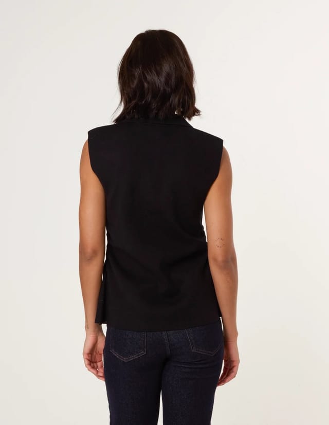 Blue Vanilla Gold Button Front Tailored Vest - 3