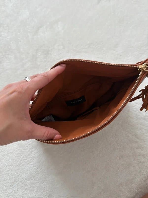 New Look Leather style tan clutch bag