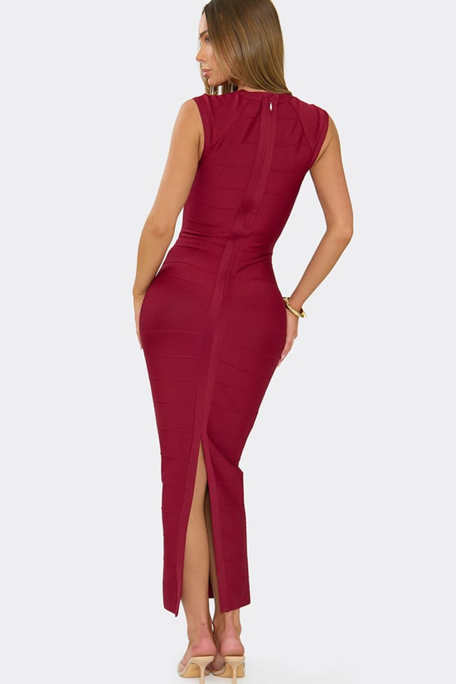 EGO EGO Women's Cap Sleeve Maxi Dress in Dark Red - 2