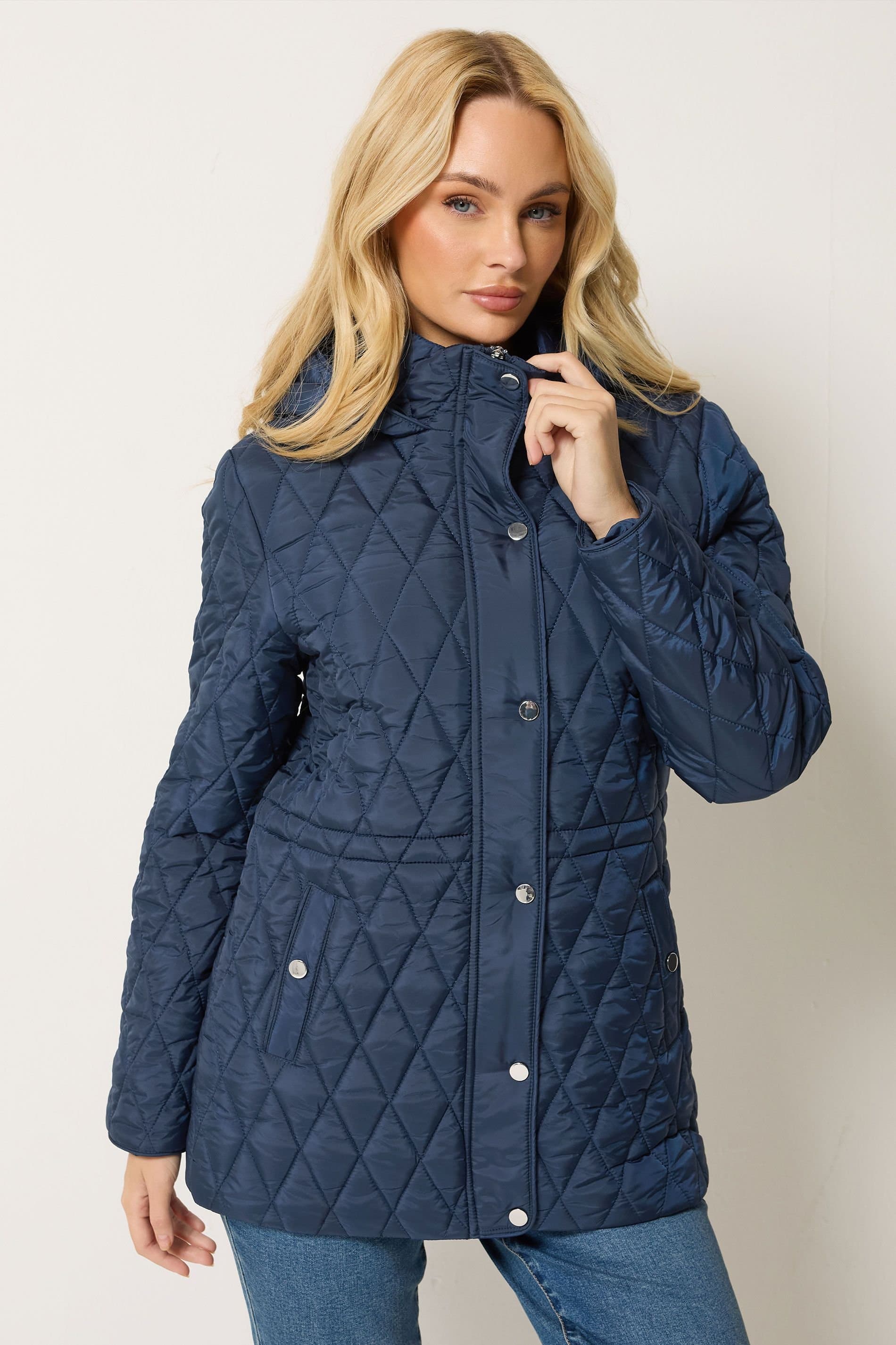 M&Co M&Co Women's Diamond Quilted Jacket in Mid Navy