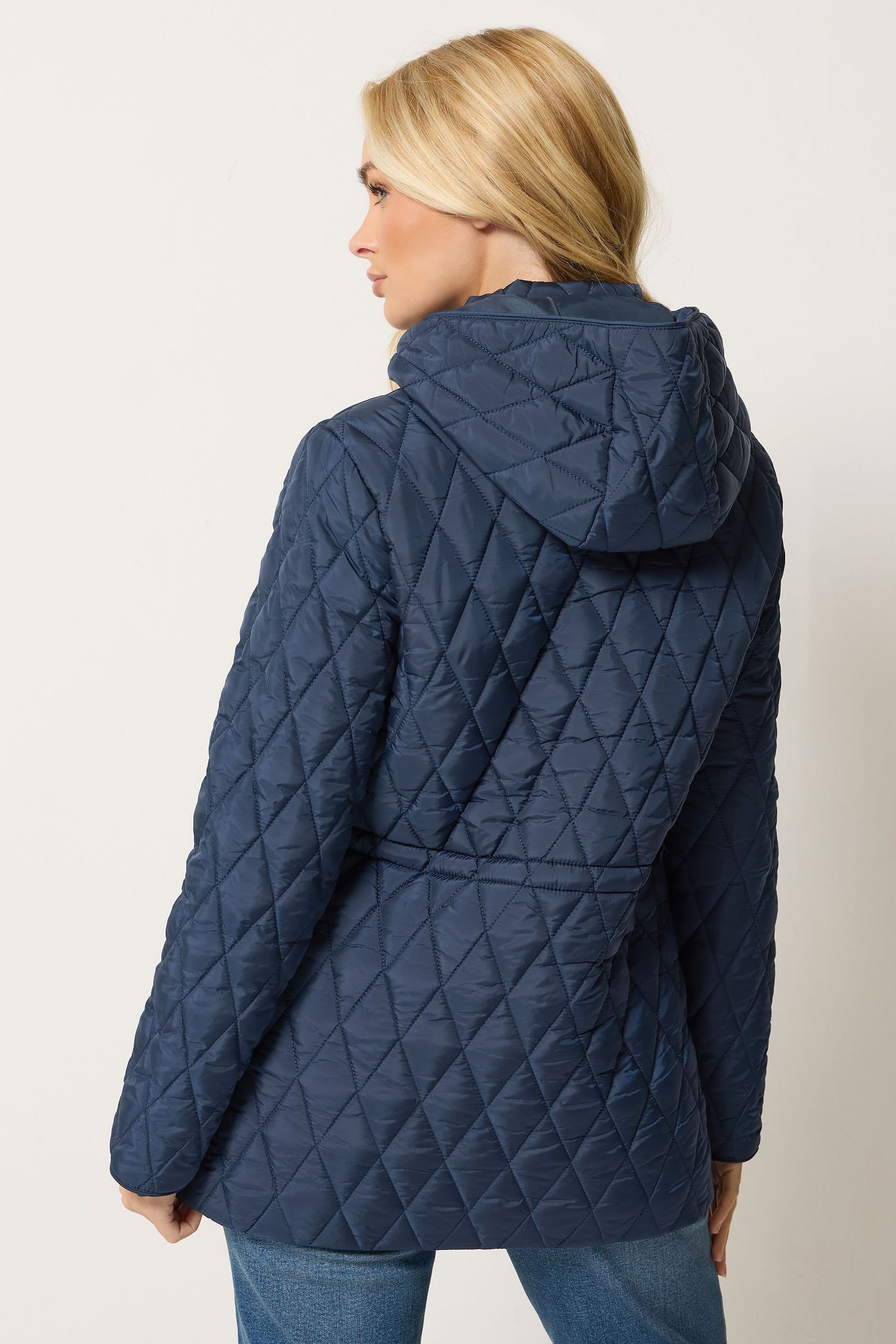 M&Co M&Co Women's Diamond Quilted Jacket in Mid Navy - 4