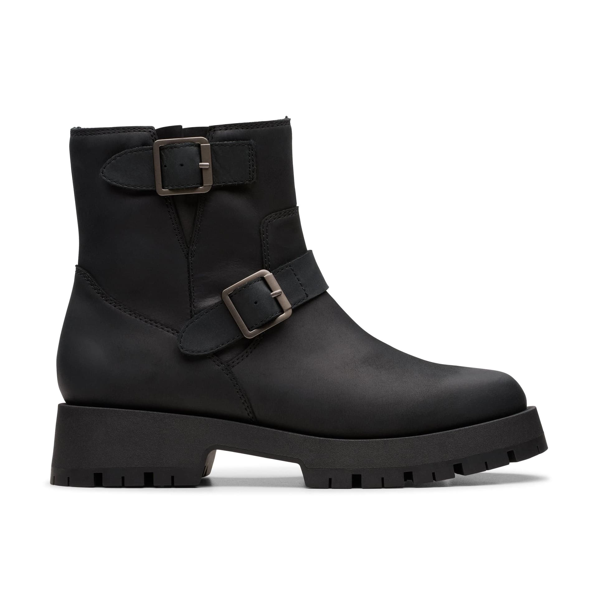 Clarks Clarks Women's Ledwick Haley Black Oily Leather Ankle Boots