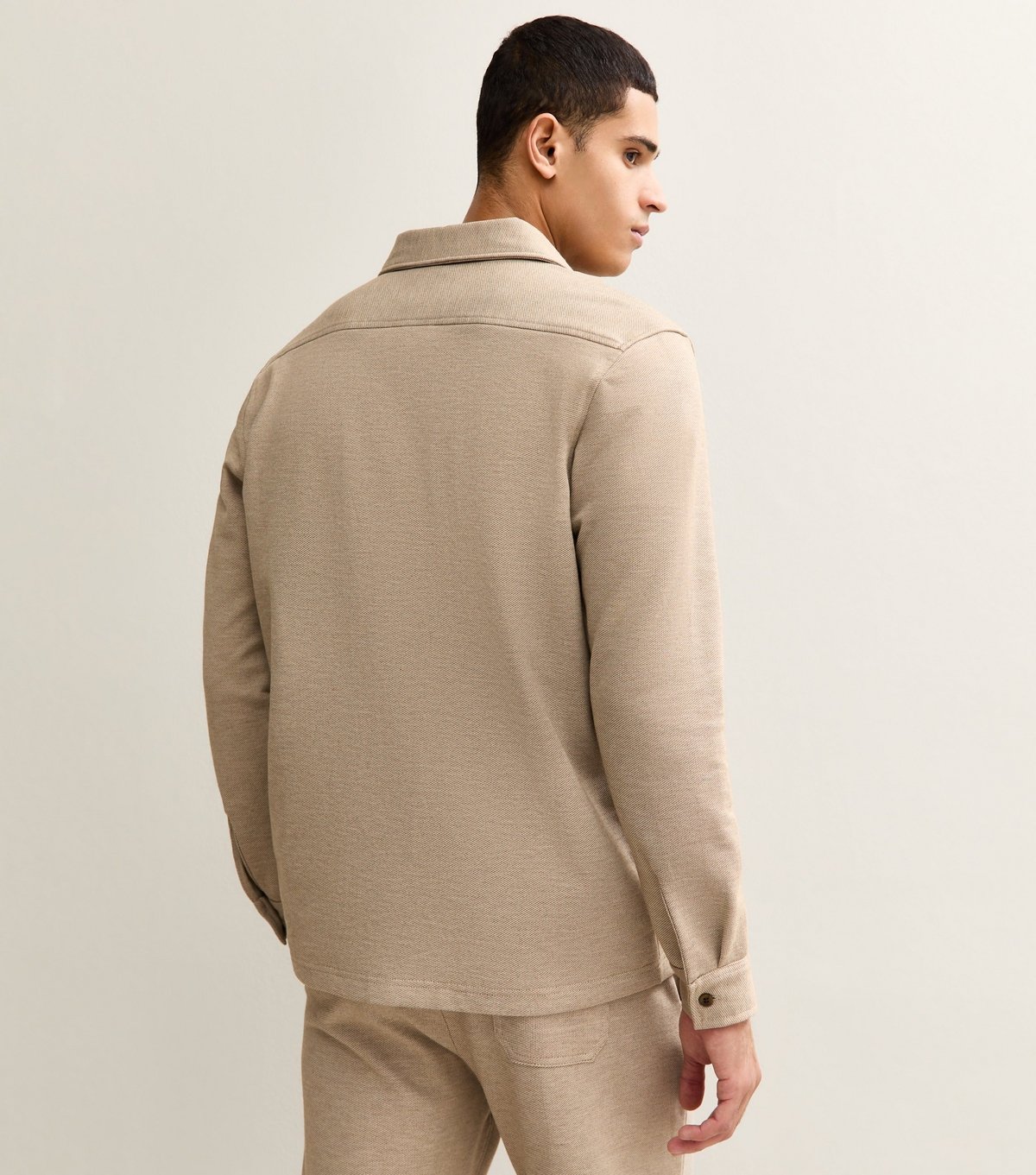 New Look Men's Stone Regular Knit Pique Overshirt New Look - 4