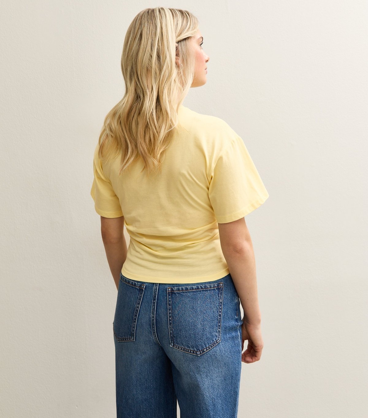 New Look Women's Light Yellow Ruched Waist Crew Neck T-Shirt New Look - 4