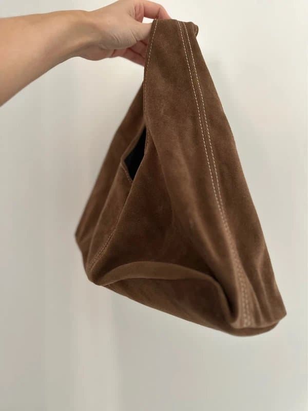 ASOS Design Real leather suede brown shoulder bag