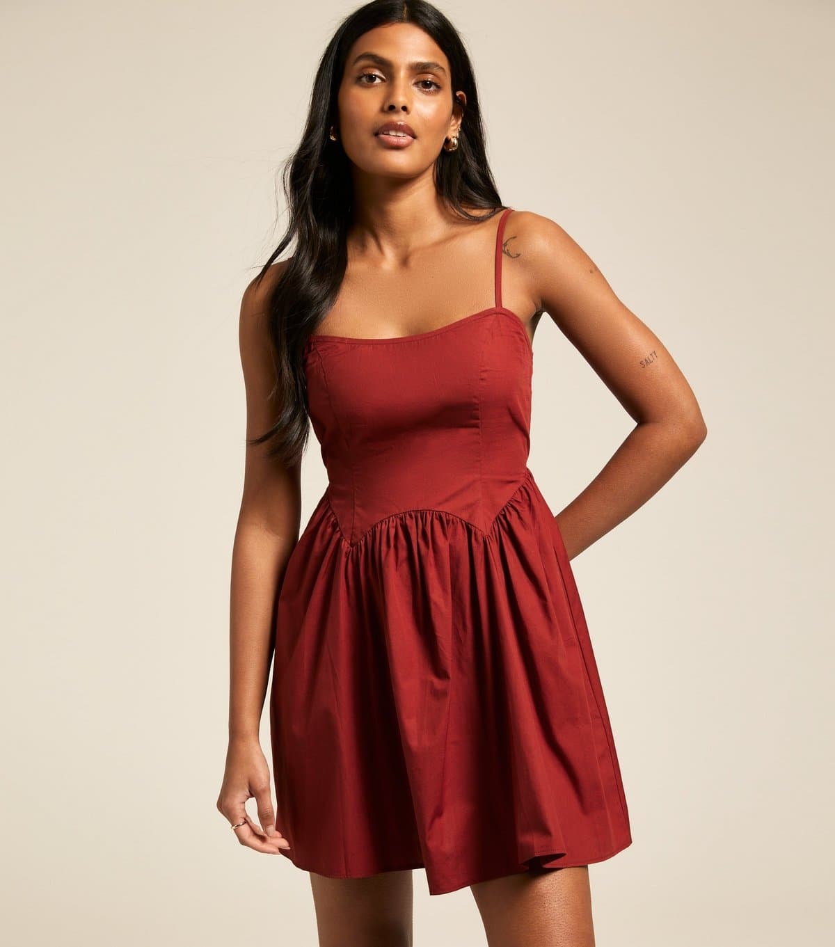 New Look Women's Dark Red Strappy Mini Dress New Look