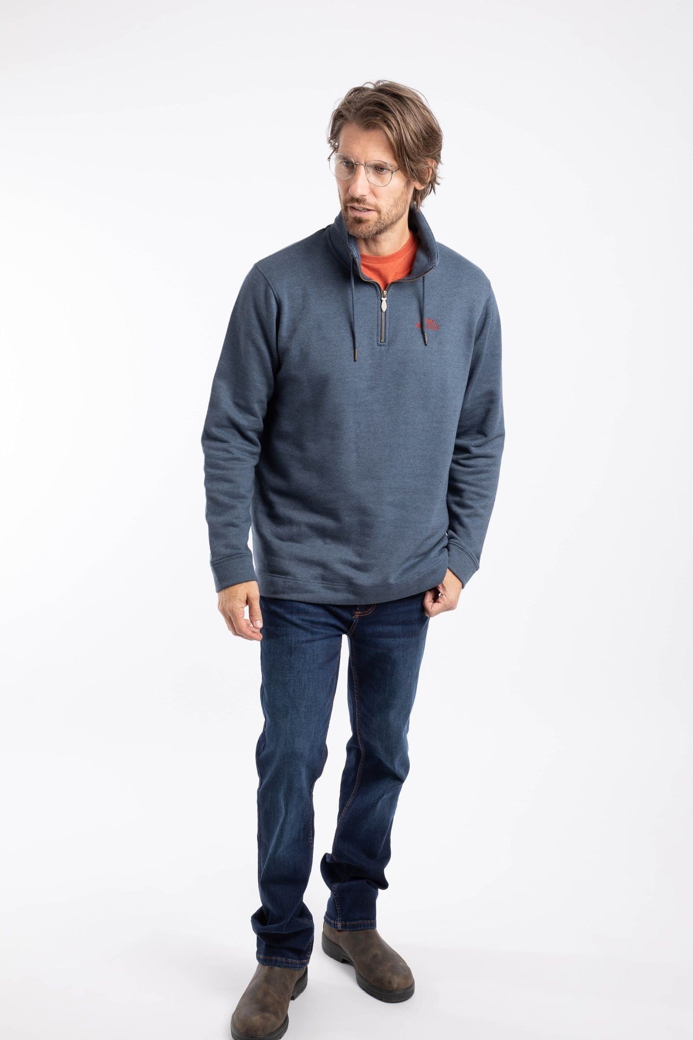 Weird Fish Weird Fish Men's Brampton 1/4 Zip Sweatshirt in Navy - 4