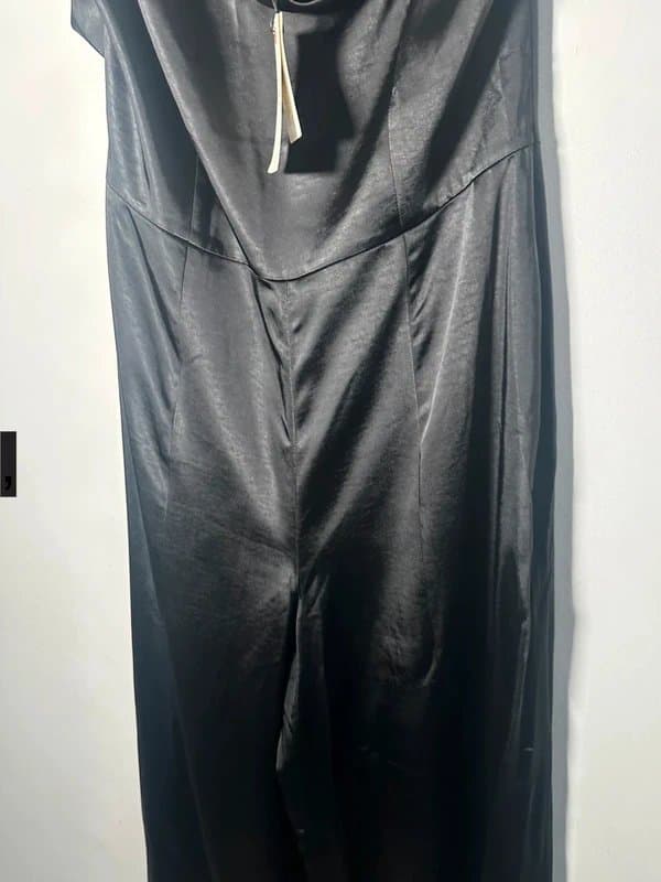 Ted Baker Ted baker size 4 UK 14 £225 jumpsuit satin black new wide leg full length cowl stretchy halterneck