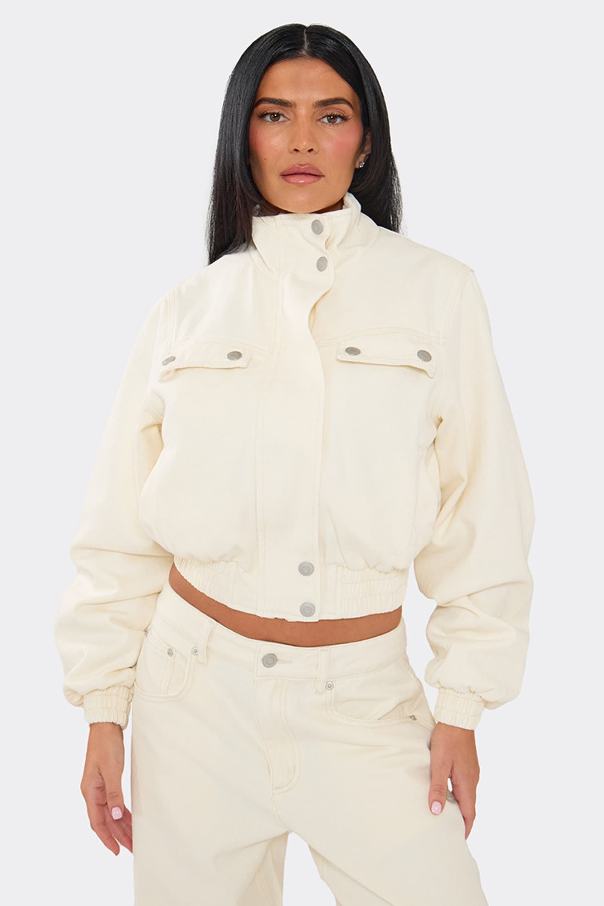 EGO EGO Women's Long Sleeve Denim Jacket in Cream