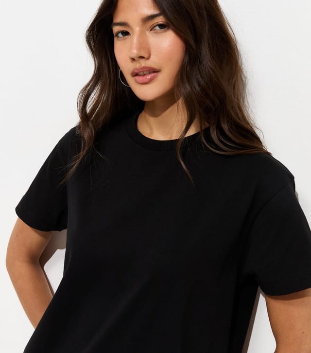 New Look Women's Black Cotton Asymmetric Lace Hem Mini Dress New Look - 2